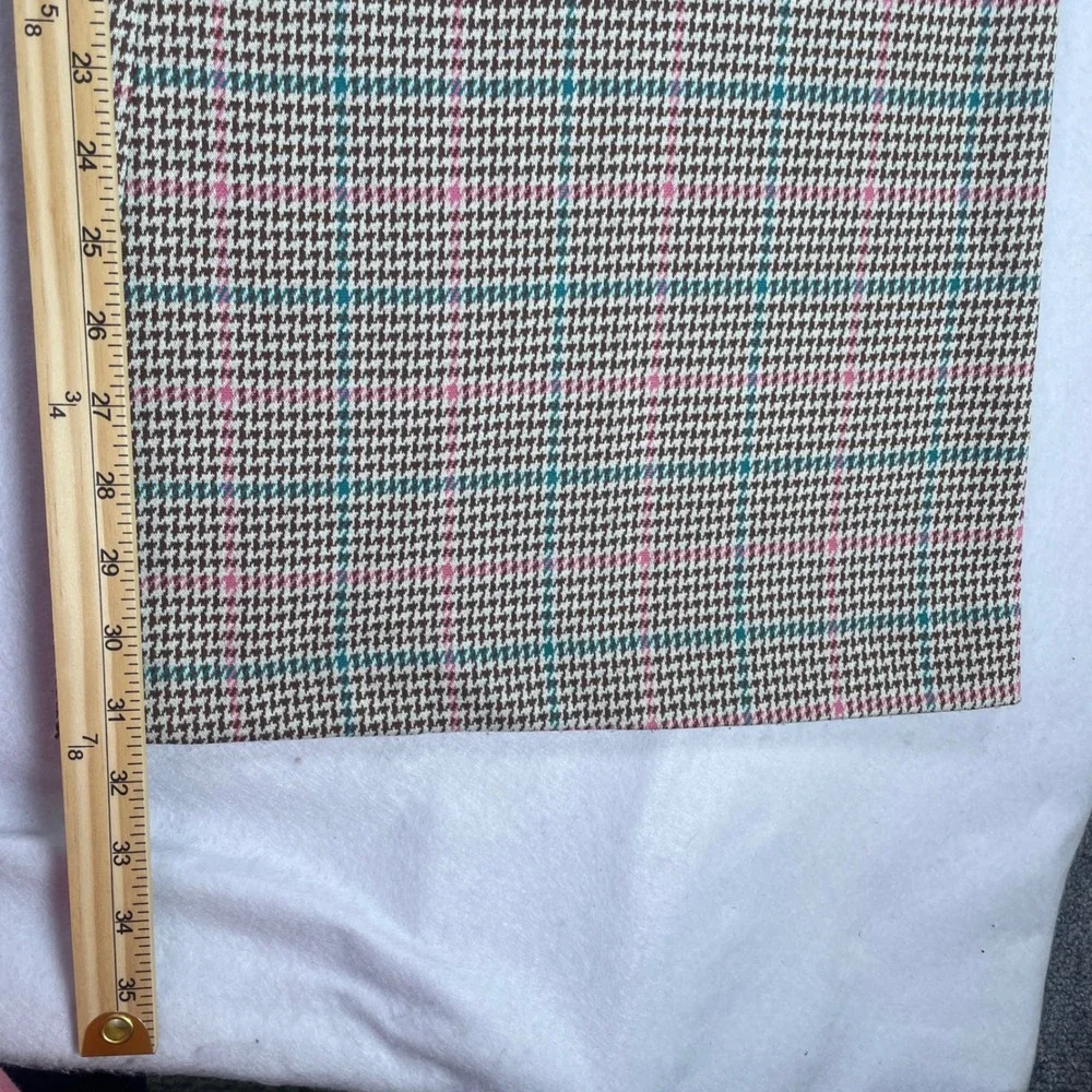 Crown & Ivy Womens Pink Teal Houndstooth Plaid Wide Leg Trousers Size 14
